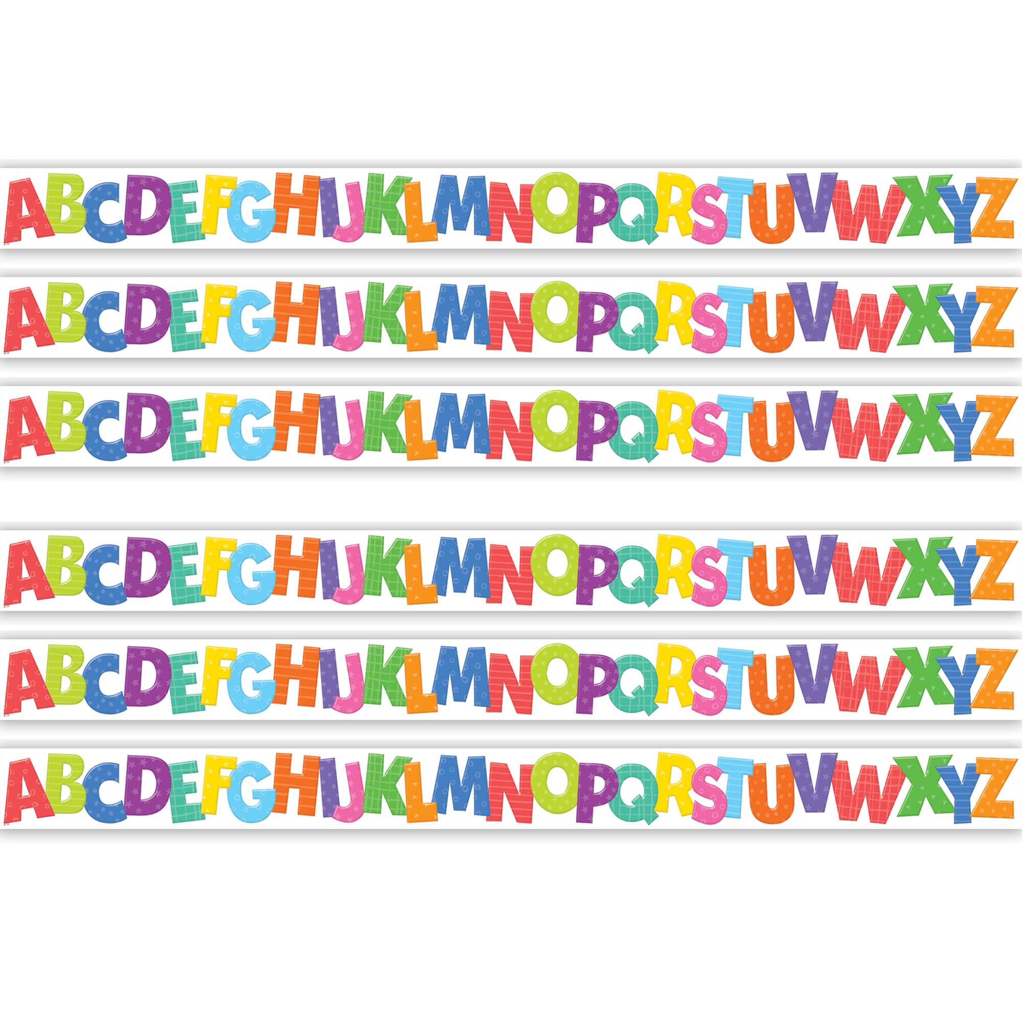 Teacher Created Resources® Colorful Alphabet Die-Cut Border Trim, 6 Packs of 12